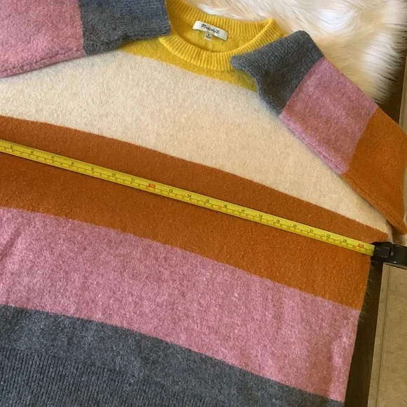 Madewell Crofton Dijon Mustard Striped Pullover Sweater size M - Picture 6 of 9